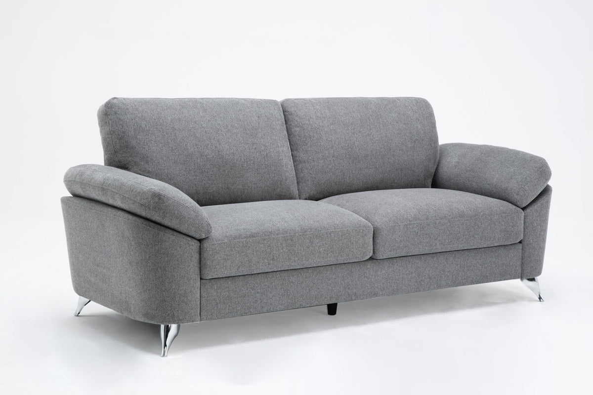 Villanelle Light Gray Linen Sofa With Chrome Finish Legs