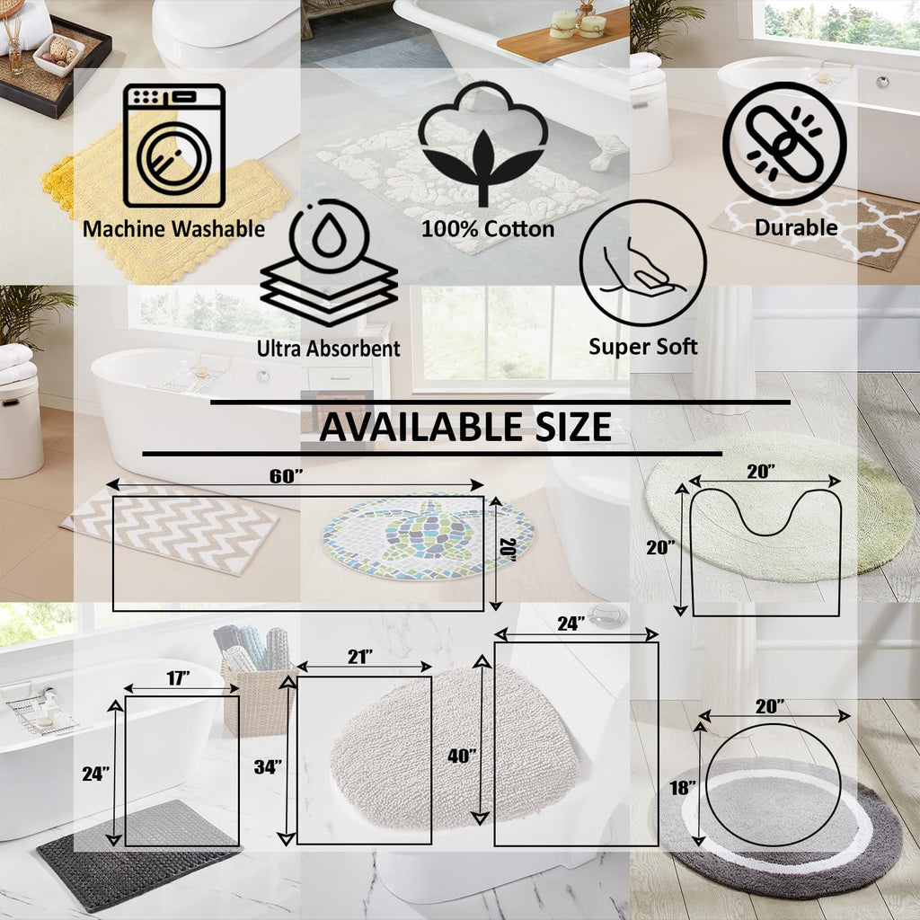 Better Trends 100% Cotton Lux Collection Bath Mats, Sage Contour Bath Mat - Tufted, Reversible & Absorbent & Machine Washable Ba