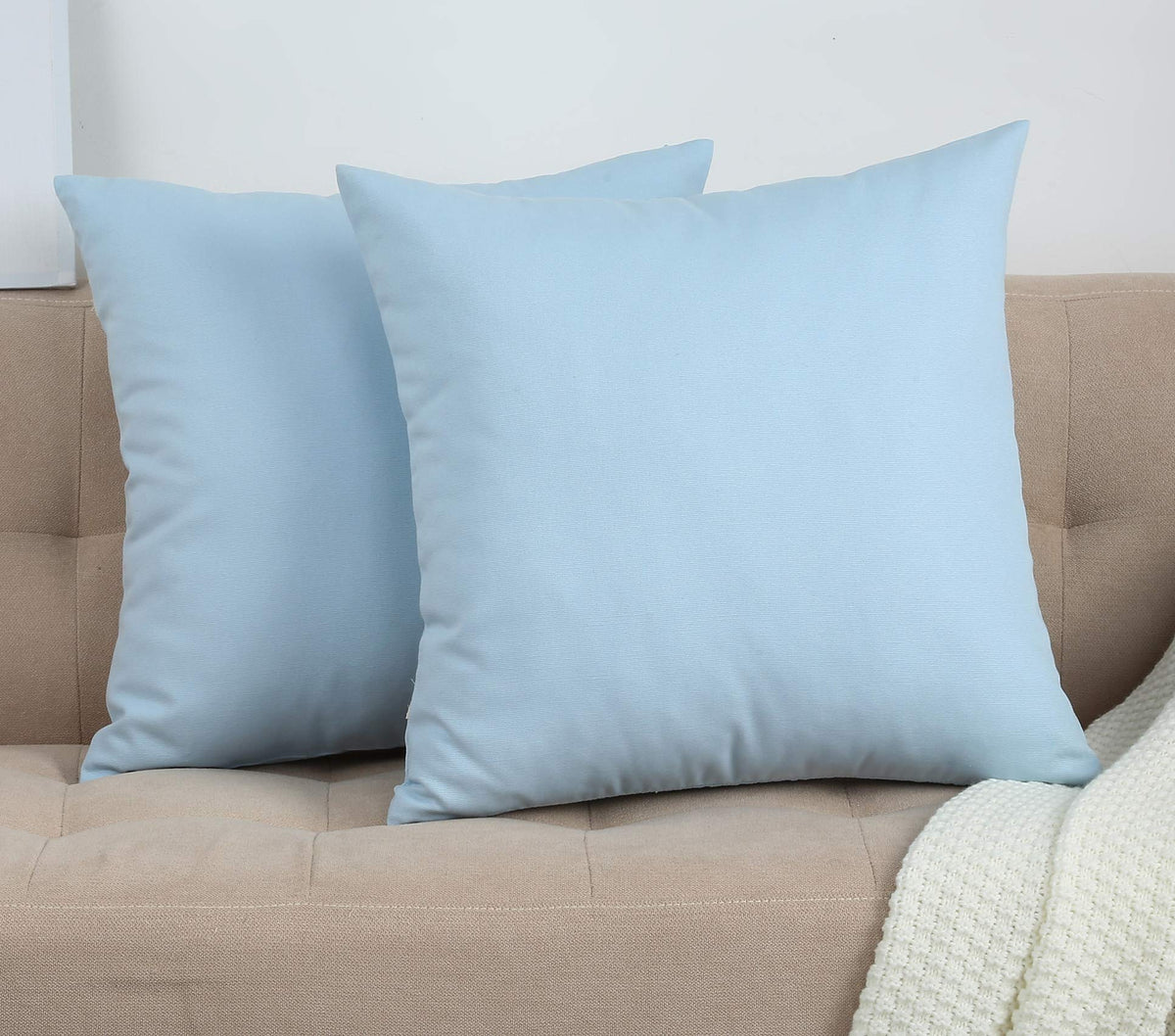 Tangdepot Handmade Decorative Solid 100% Cotton Canvas Throw Pillow Covers/Pillow Shams, (28' X28' , Light Blue, 1 Count (Pack