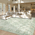 Area Rug 9x12 Living Room Rug, Soft Vintage Washable Rug with Anti-Skid Backing Stain Resistant Thin Indoor Carpet Large Area Ru