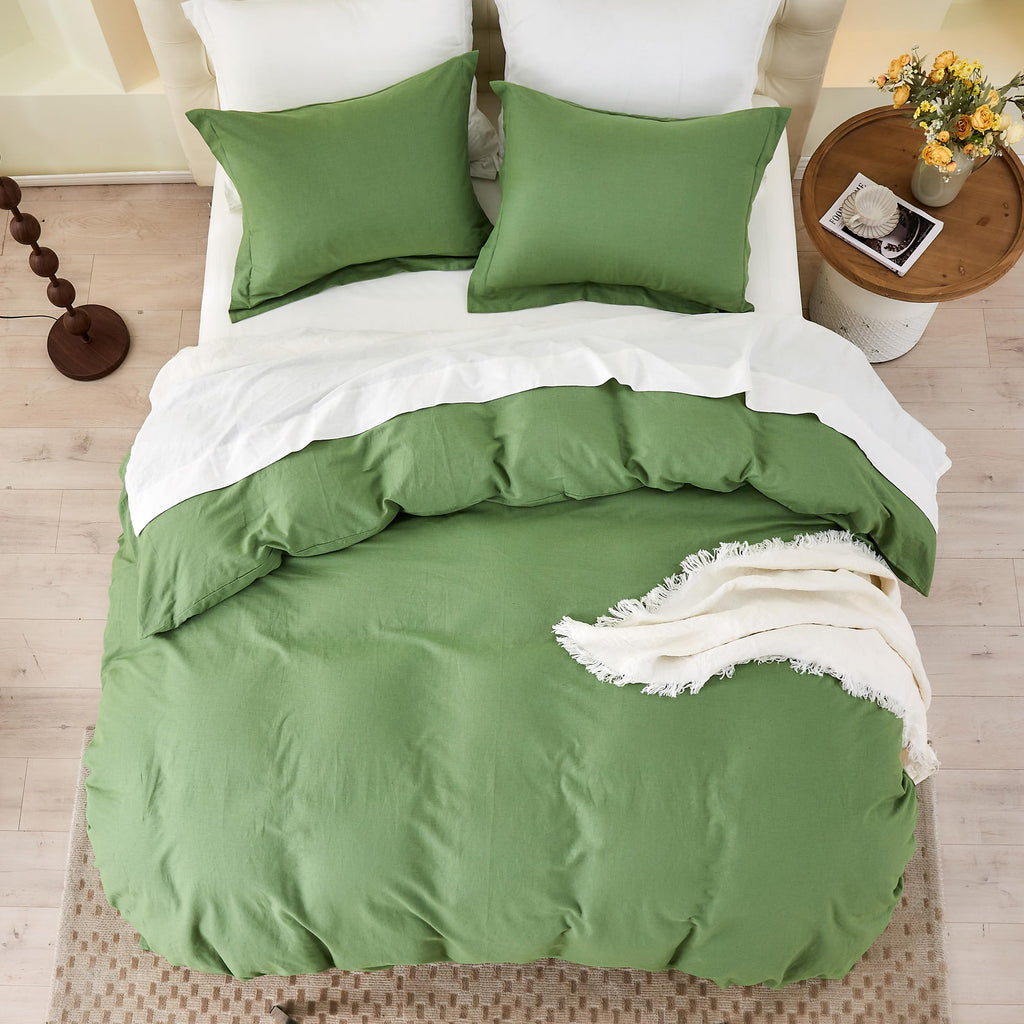 Simple&Opulence French Linen Duvet Cover Set- 104''X 92'' - 3 Pieces (1 Comforter Cover,2 Pillowcases)-Natural Flax Cotton Blend