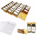 Kithero Spice Drawer Organizer With 24 BambooLidded Spice Jars And 216 Labels,NonSlip Rubber, Bamboo 4 Tier Spice Racks Tray S