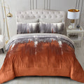 WONGS BEDDING Halloween Burnt Orange Comforter Set Queen, 7 Pieces Bed in a Bag Abstract Gradient Fall Terracotta Bedding Set wi