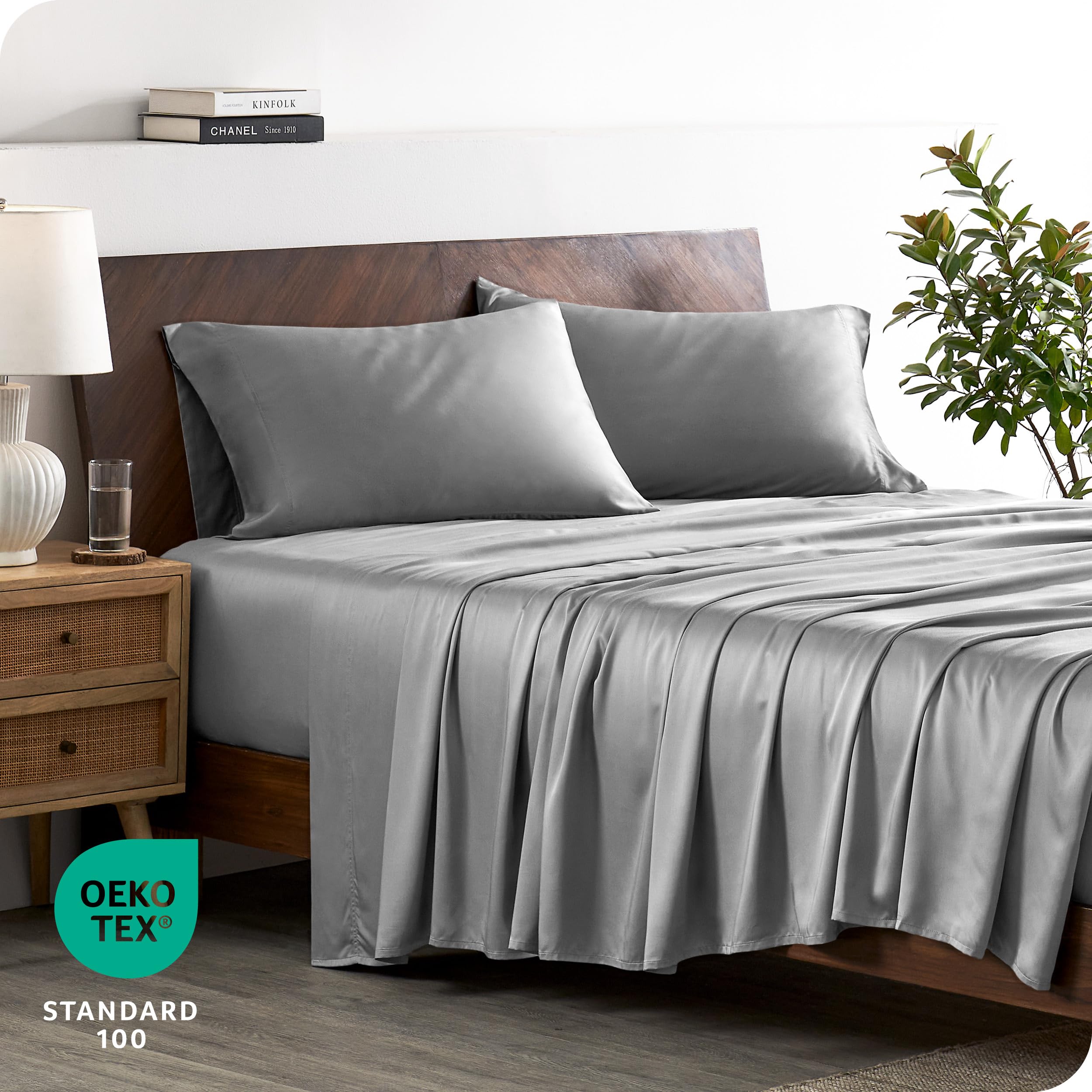 Bare Home 100% Rayon Made From Bamboo Luxury King Sheet Set - 4 Piece Bedding Set - Deep Pockets - Cooling Sheets - Breathable -