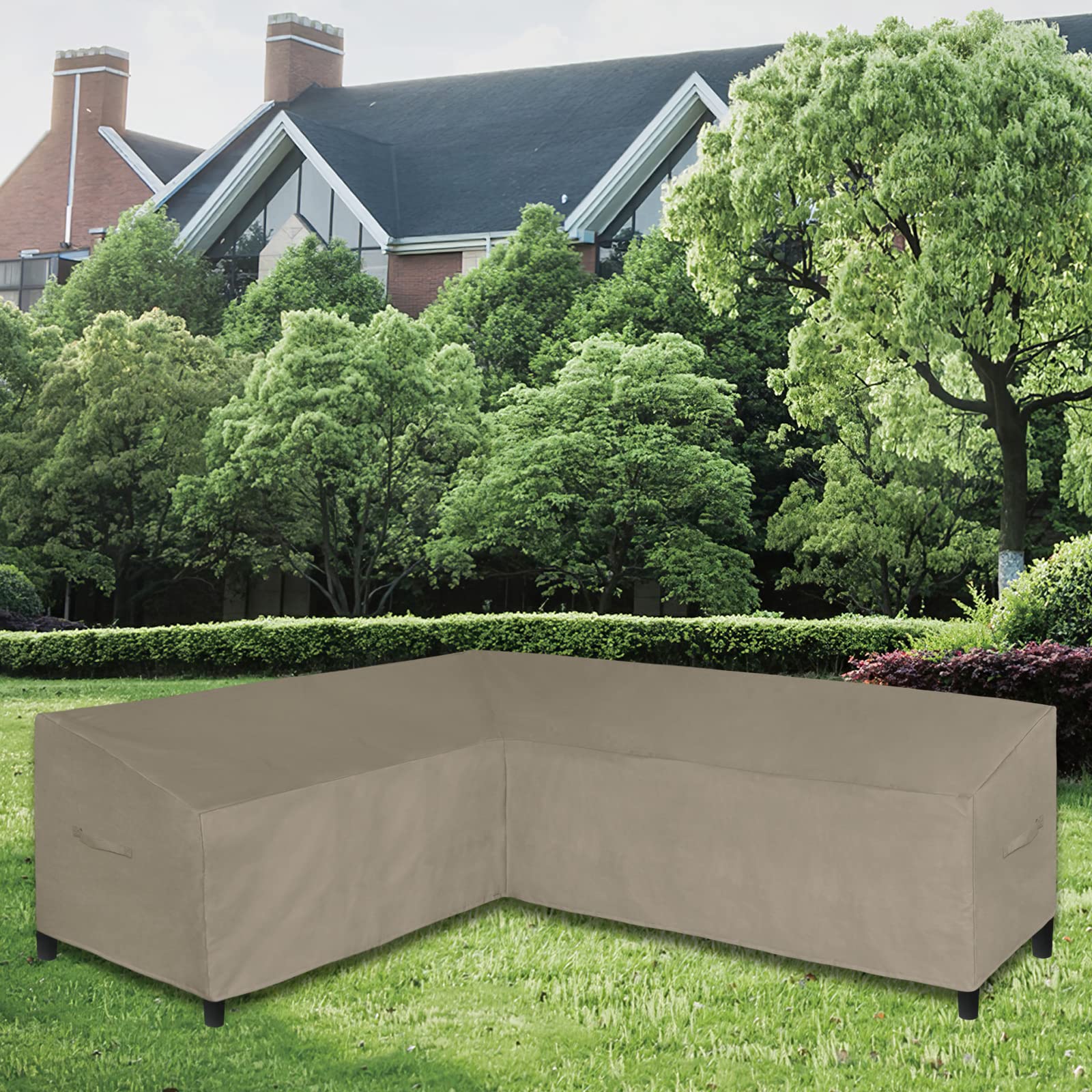 Easy-Going Patio L-Shaped Sectional Sofa Cover, 83“X104' Waterproof Outdoor Sectional Cover, Heavy Duty Garden Furniture Cover With Air Vent (Left Facing, Camel)