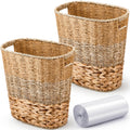 Ziliny 2 Pcs Wicker Trash Can with 50 Tarsh Bags, Classic Style, Mix Color