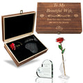 GreenCor Anniversary for Wife Her Anniversary Women Engraved Wooden Gift Set To My Beautiful Wife Includes Crystal Engraved He
