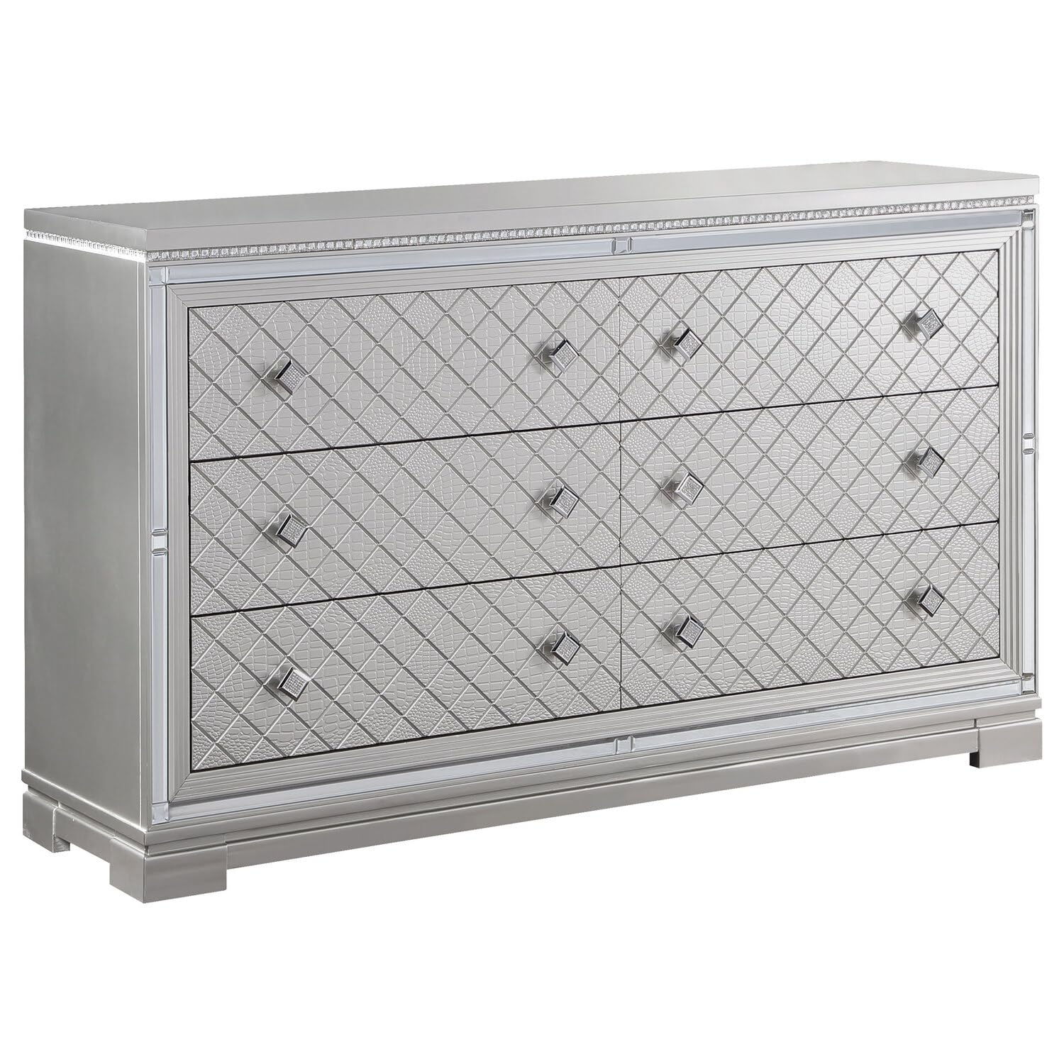 Coaster Eleanor Contemporary 6-Drawer Wood Dresser in Silver