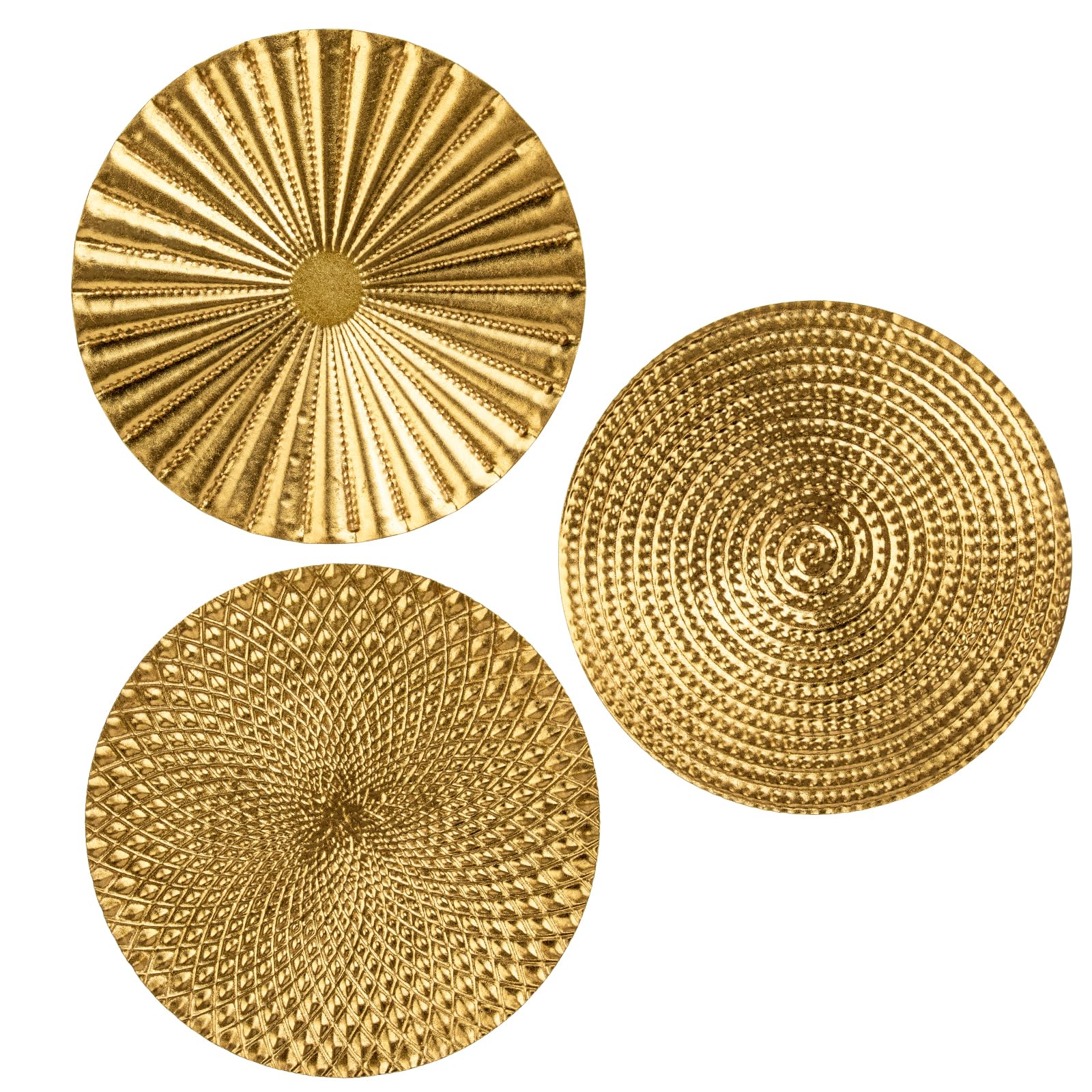 Briful 12 Gold Wall D  cor Pack of 3 Metal Starbursts Radial Plate Wall Art Modern Accent Hanging Wall Decorations For Home Offi