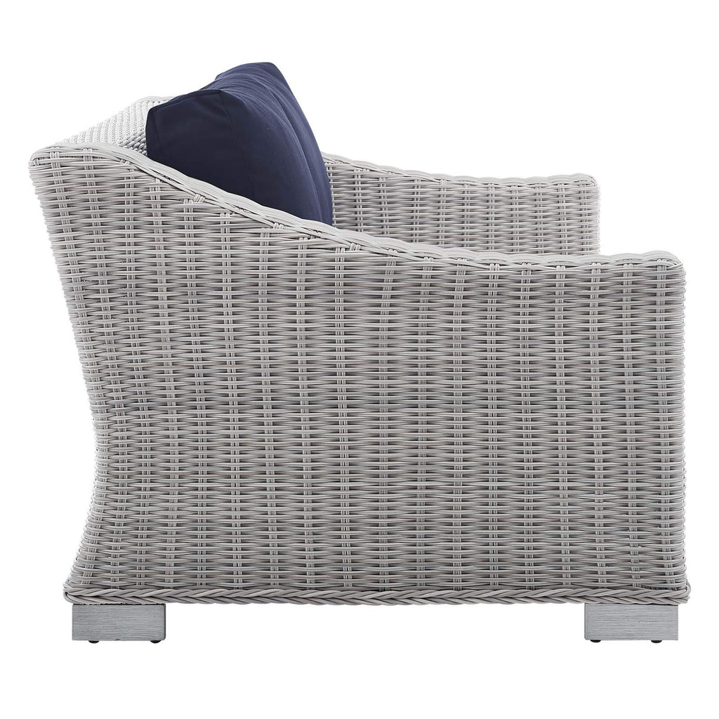 Modway Eei-3973-Lgr-Nav Conway Sunbrella Outdoor Patio Wicker Rattan, Loveseat, Light Gray Navy