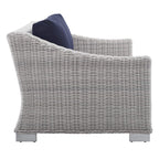 Modway Eei-3973-Lgr-Nav Conway Sunbrella Outdoor Patio Wicker Rattan, Loveseat, Light Gray Navy