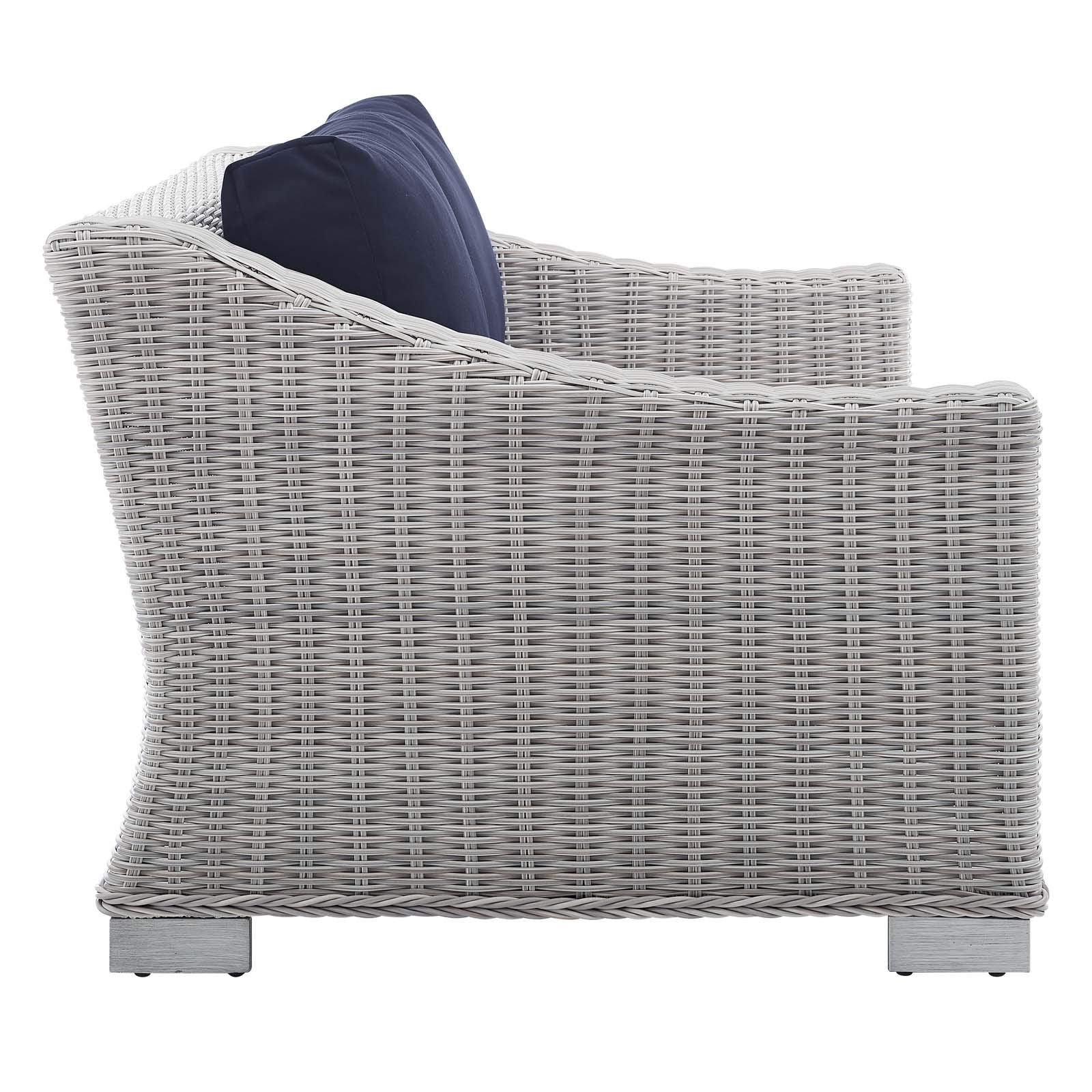 Modway Eei-3973-Lgr-Nav Conway Sunbrella Outdoor Patio Wicker Rattan, Loveseat, Light Gray Navy