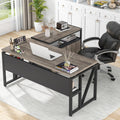 Tribesigns L Shaped Desk with Drawer Cabinet, 55  Executive Computer Desk and lateral File Cabinet, 2 Piece Home Office Furnitur