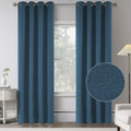 Set Of 2 Panels 95 Inch Length 100% Blackout Linen Curtains For Bedroom - Complete Room Darkening Thermal Insulated Window Curta