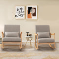 Giantex Upholstered Rocking Chair Set Of 2 - Modern Rocker With Rubber Wood Frame, Comfy Backrest & Seat, Pp Padded Pillow, Single Rocking Chair For Living Room, Nursery, Bedroom, Lounge, Office