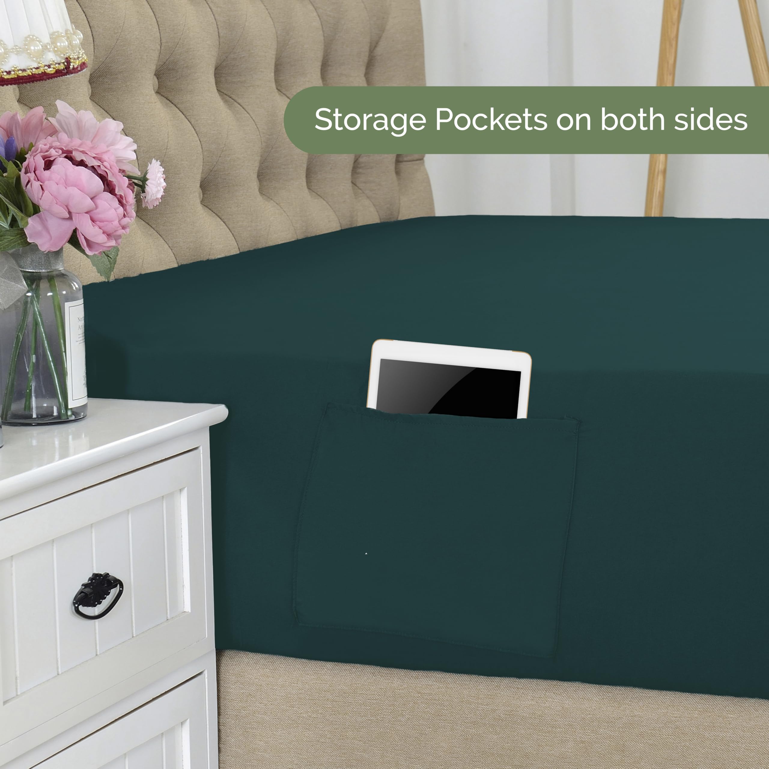 Elegant Comfort 1500 Premium Hotel Quality 18-21 Inches Deep - Extra Deep Pocket Single Fitted Sheet For High Mattress, Luxury And Softest, Smart Pocket - Wrinkle Free, Queen, Marine Teal