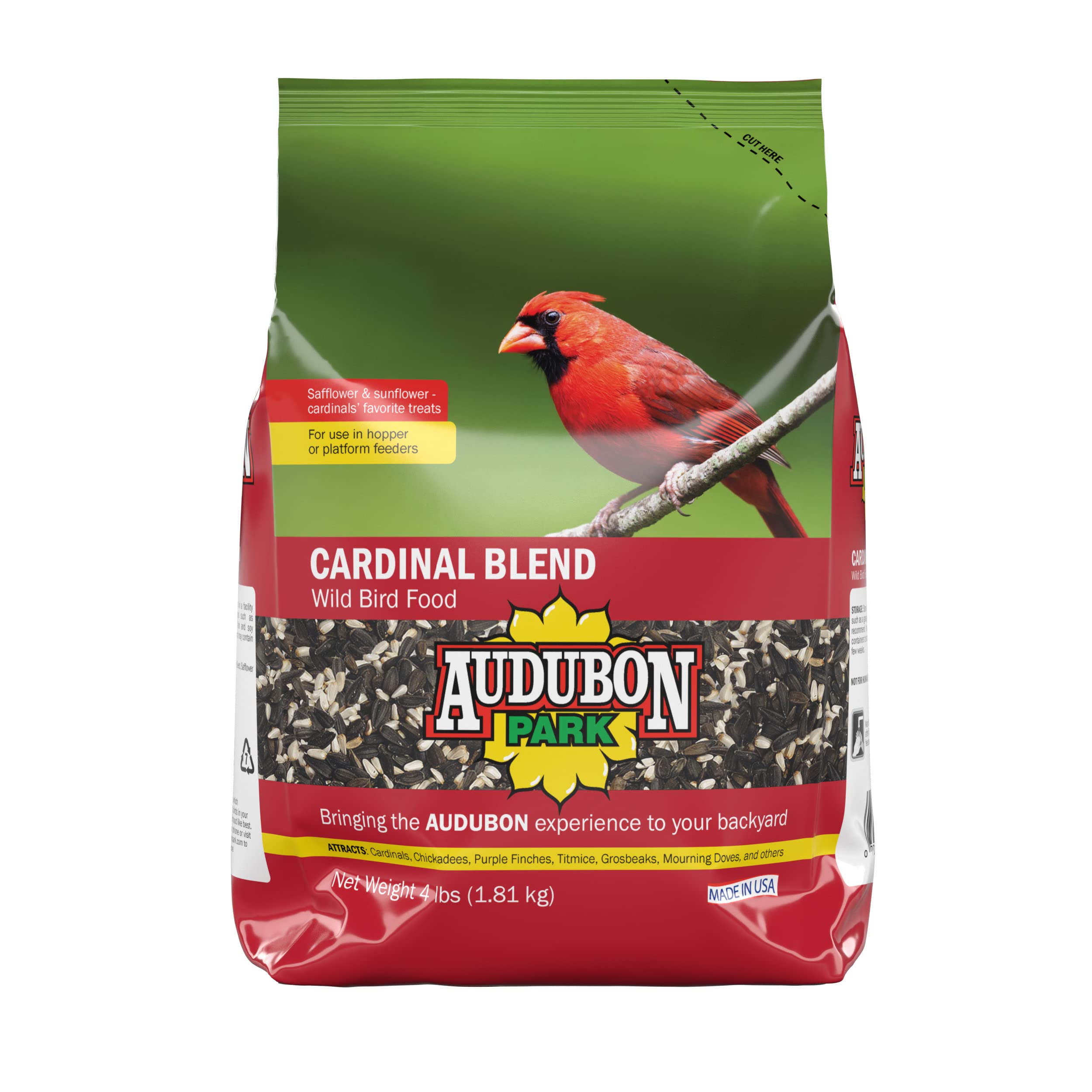 Audubon Park Cardinal Blend Wild Bird Food, Cardinal Bird Seed For Outside Feeders, 4-Pound Bag
