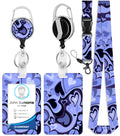 Toykee Id Badge Holder With Lanyard And Retractable Badge Reel Clip, Purple Love Heart Card Name Tag Lanyard Vertical Id Protect