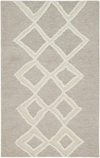 HomeRoots 512790 8 x 10 ft. Gray & Ivory Wool Geometric Hand Tufted Handmade Stain Resistant Rectangle Area Rug