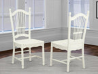 East West Furniture DOC-LWH-W Dover Dining Room Chairs - Slat Back Wooden Seat Chairs, Set of 2, Linen White