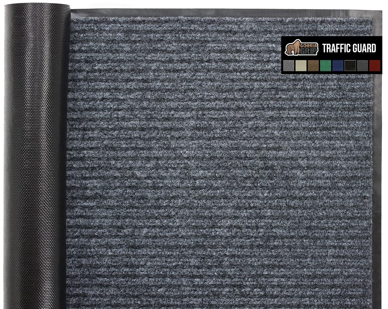 Gorilla Grip Waterproof Heavy Duty Traffic Guard Doormat, Stain And Fade Resistant, Durable Rubber, Low Profile Door Mat, Shoe Scraper, Welcome Mats For Entry, 29X17, Gray