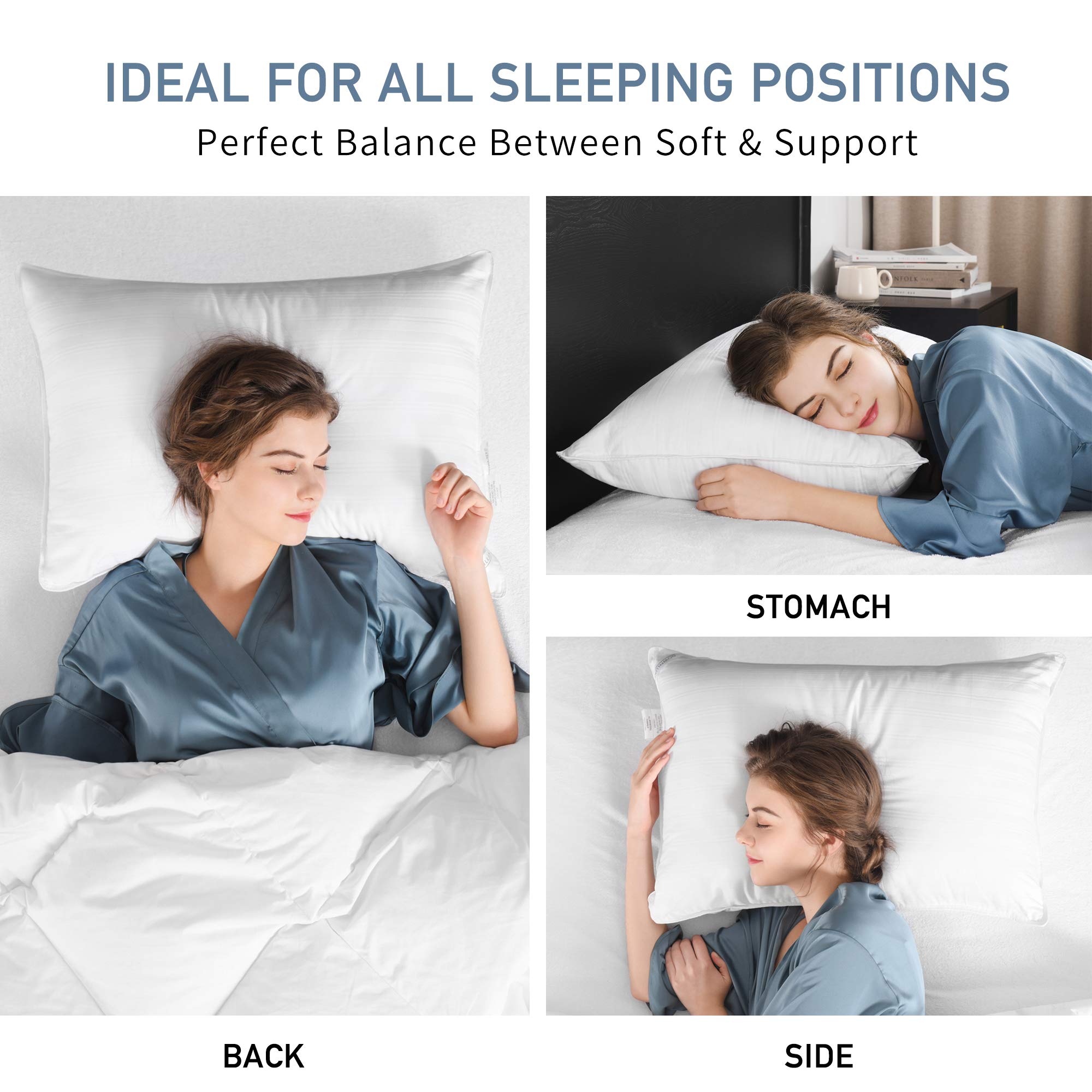Downluxe Down Alternative Pillows King Size Set Of 2 - Hotel Collection Soft Bed Pillows For Sleeping, Perfect For Side, Back And Stomach Sleepers, 20 X 36