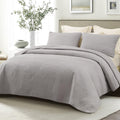 Whale Flotilla Ultra Soft Queen Quilt Bedding Set, Lightweight Fall Light Grey Quilts Bedspreads Full Size, Ultrasonic Geometric