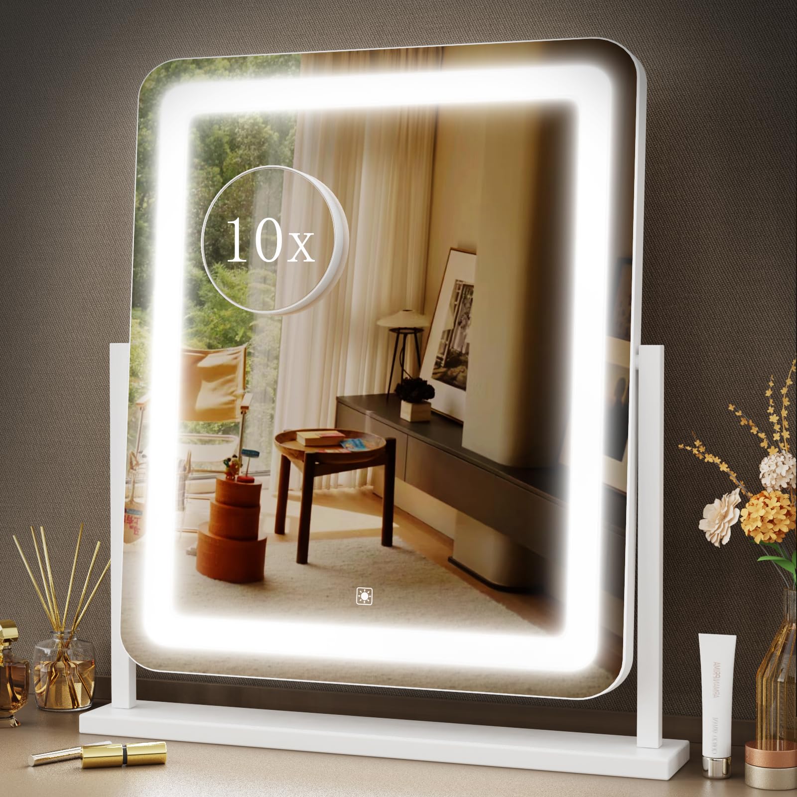 Gvnkvn Makeup Vanity Mirror with Lights 15.2' Large LED Lighted Mirror, Hollywood Make Up Mirror with Lighting for Bedroom Tabl