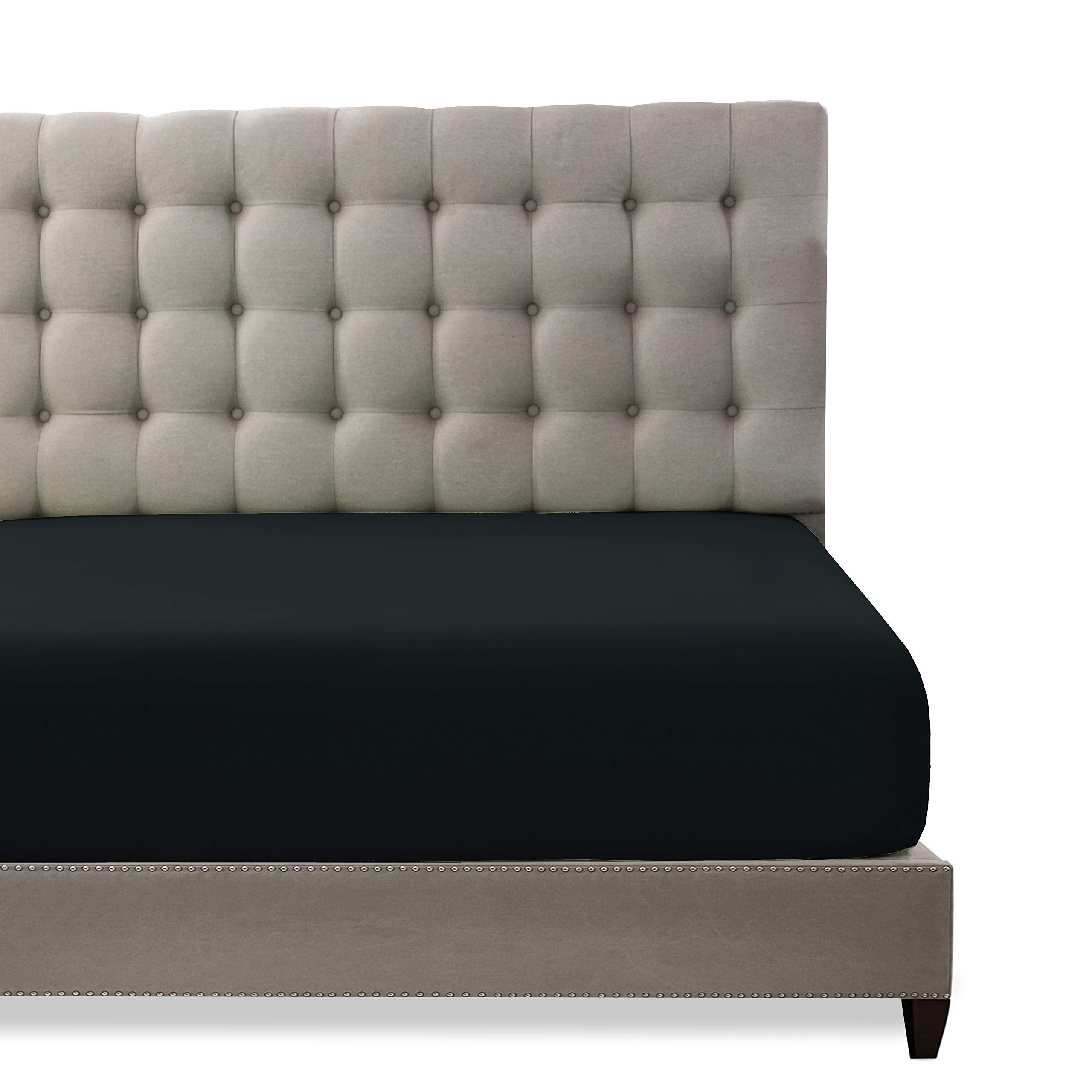 Toodou Soft Brushed Microfiber Black Twin Size Fitted Sheet-Comfortable And Durable Fitted Sheets-The Mattress Covers Made Of Pr