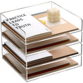 Sanrui Acrylic Stackable Letter Tray Clear Paper Tray Desk Organizer 4-Tier Desk File Organizer Paper Sorter Holder Document She