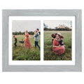 Golden State Art, 8.5x11 Grey Wooden Picture Frame - White Mat for 2-5x7 Photos or 8.5x11 Certificate Without Mat - Real Glass -
