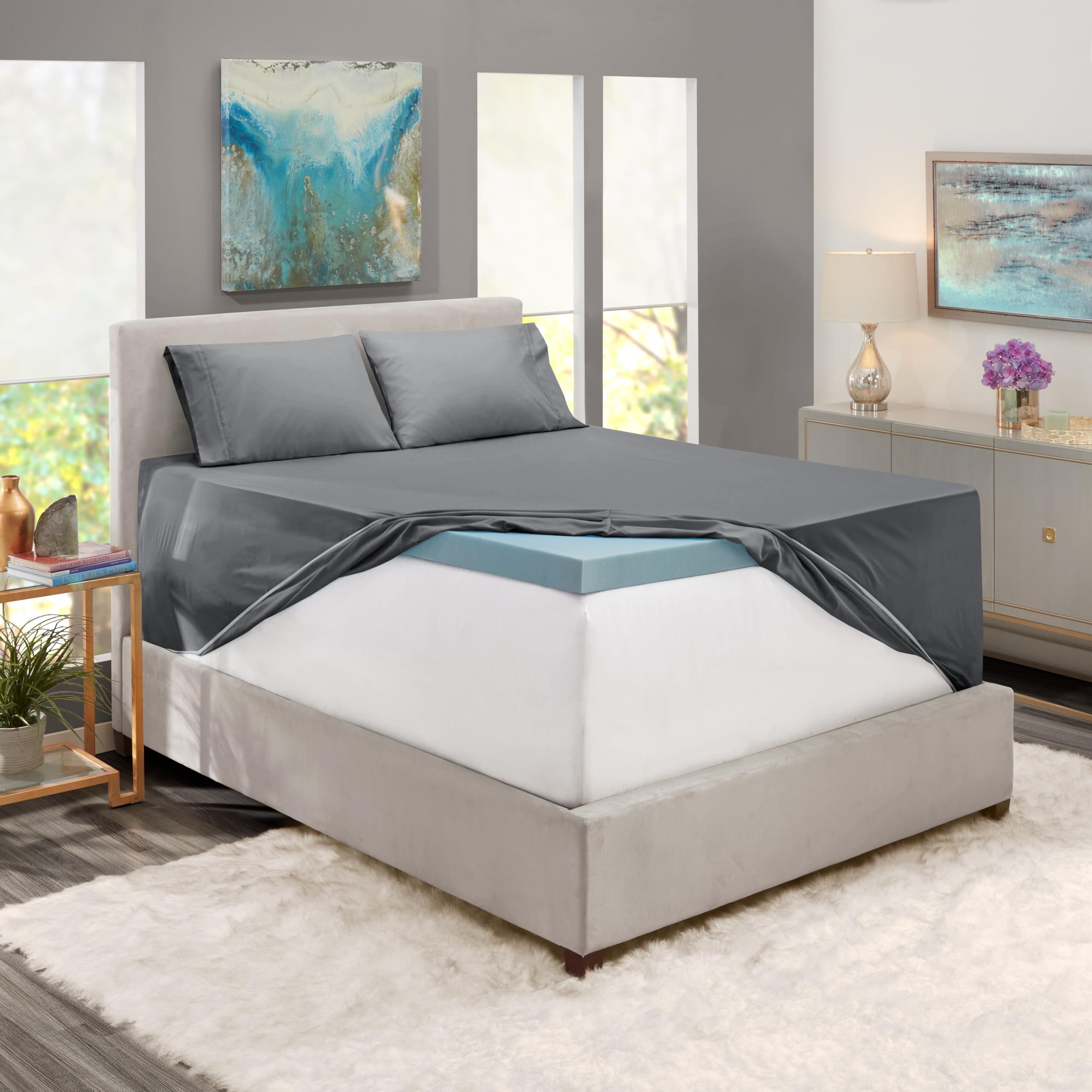 Nestl Extra Deep Pocket Sheets - Fits Mattress 18-24 Inches Deep, Extra Deep Pocket King Size Sheets Sets, 4 Piece King Size Sheets, King Sheets Deep Pocket, Grey Sheets