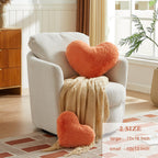 Easttree Heart Pillows, Pink Orange Heart Shaped Pillows, Love Throw Pillows Gifts, Ultra Faux Rabbit Fur Soft Small Cute Fluffy