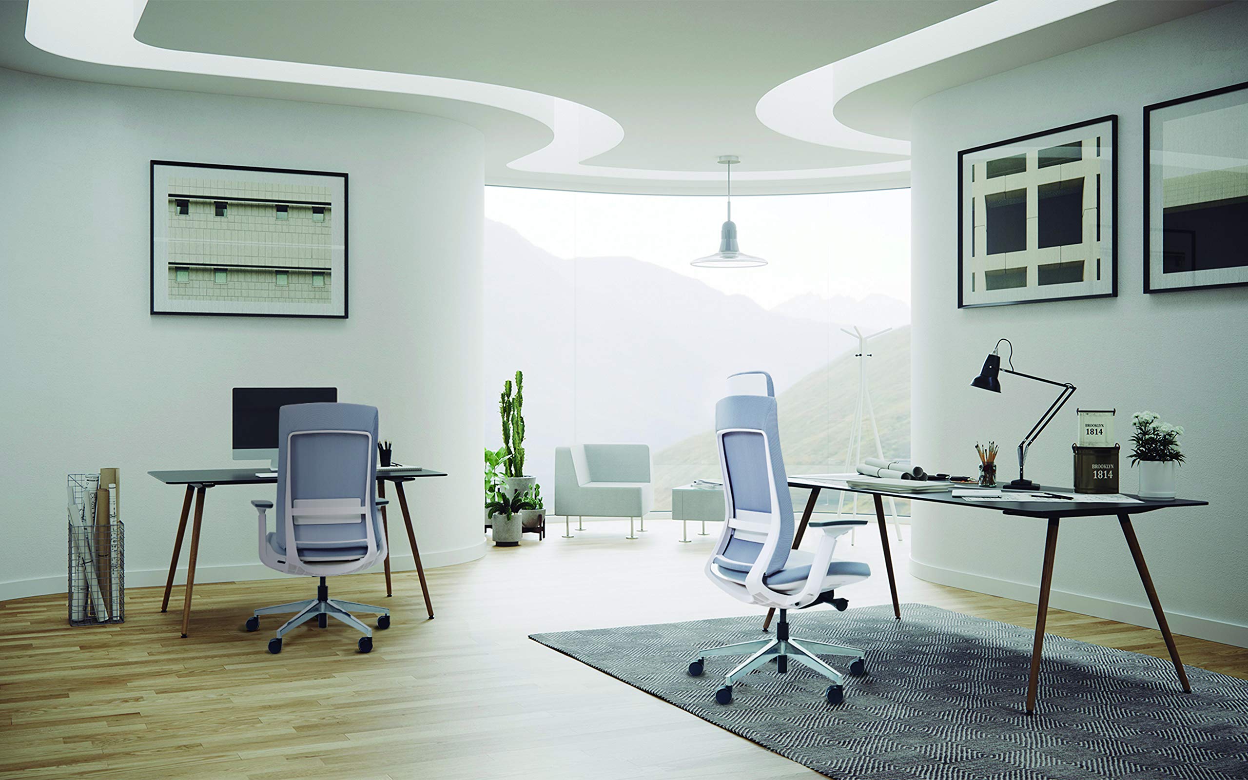 Elevate White With Blue Mesh