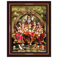 Pavan Photo Laminations Shiv Parivar Family Siva Parvati Lord Shiva Wall Painting Framed Home Decor (Wood,Acrylic,Brown,Small Si