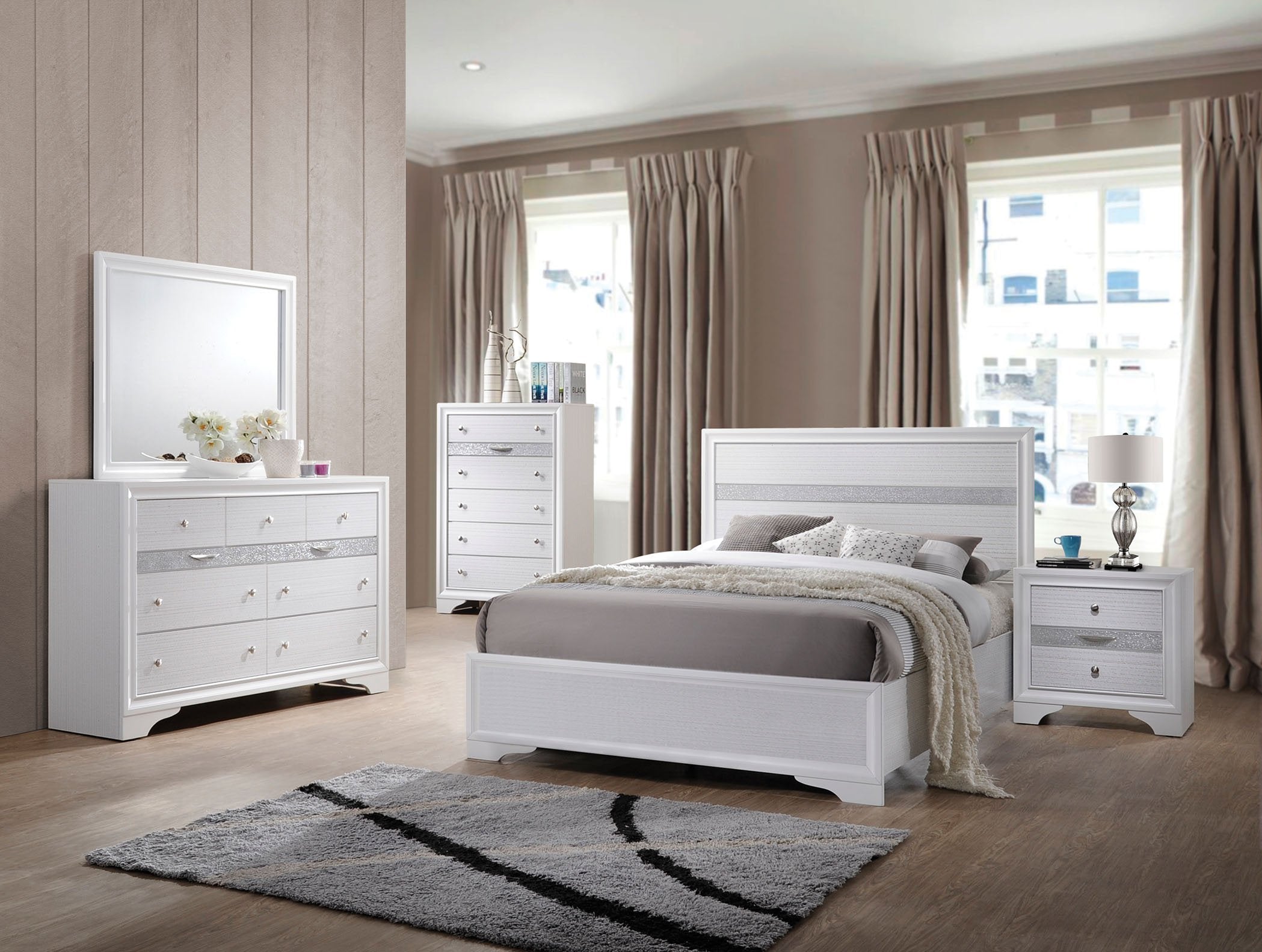 Acme Naima Wooden Twin Panel Bed in White
