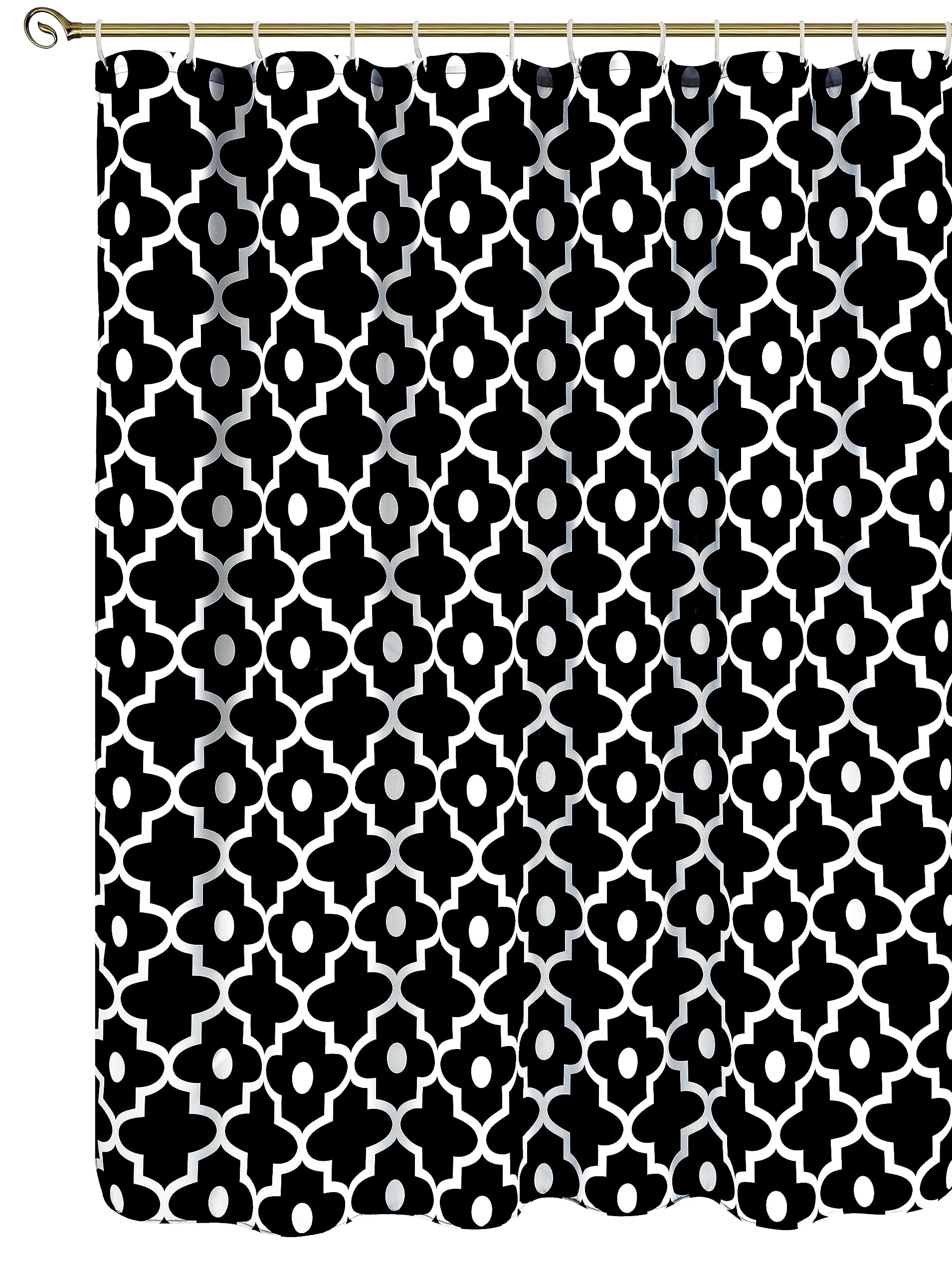 Biscaynebay Textured Fabric Shower Curtains For Bathroom 72' X 72', Black Morocco Pearl Printed Linen Modern Hotel Luxury Qual
