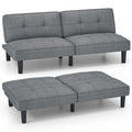 KOMFOTT Convertible Futon Sofa Bed, Upholstered Folding Linen Sleeper Couch with 6-Position Adjustable Backrest, Thick Cushion, 