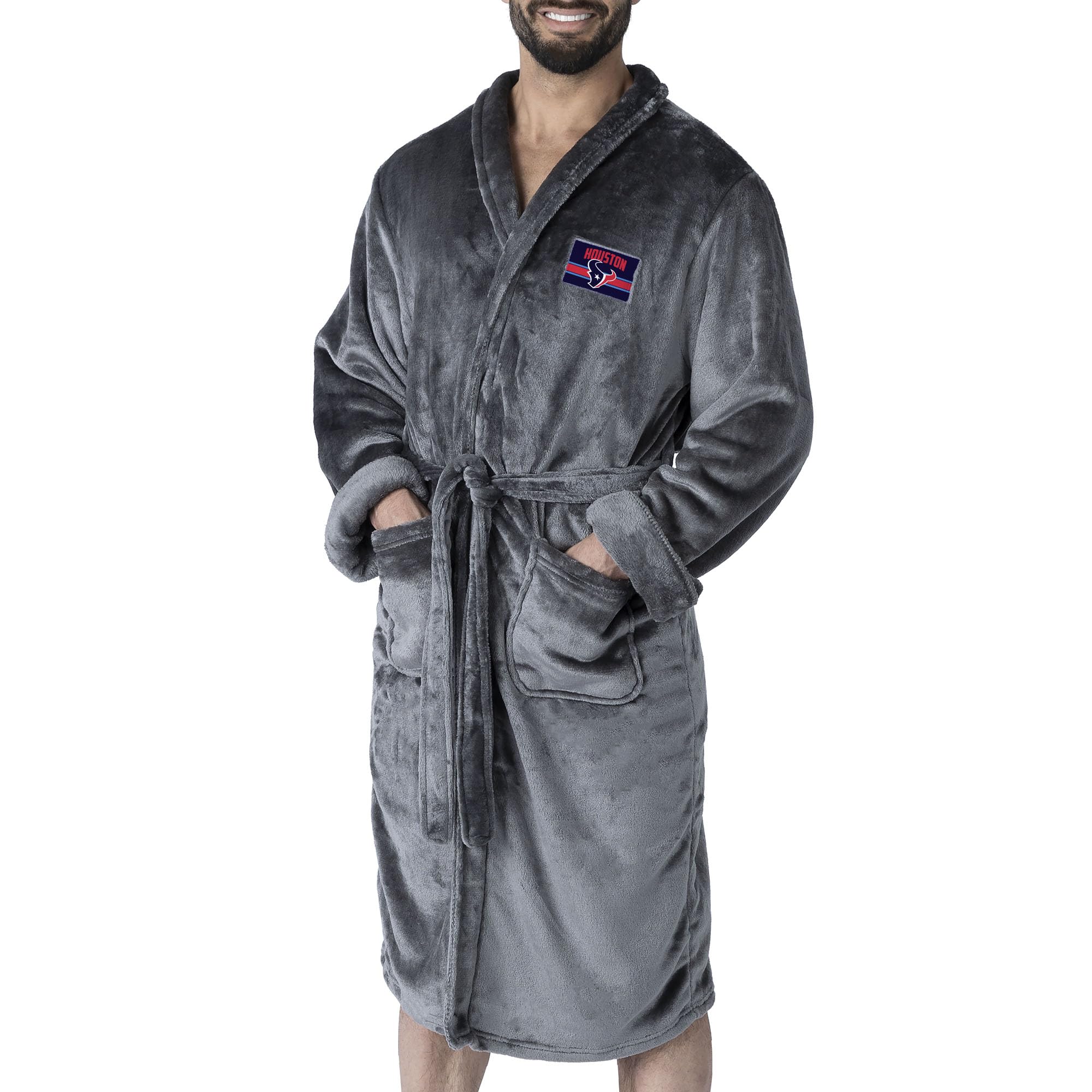 NORTHWEST NFL Houston Texans Silk Touch Bath Robe, Large/XLarge, Rollout Charcoal