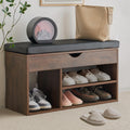Apicizon Storage Bench, Shoe Bench with Flip Top Storage Space and Padded Cushion, Wooden Bench with Storage for Entryway, Livin