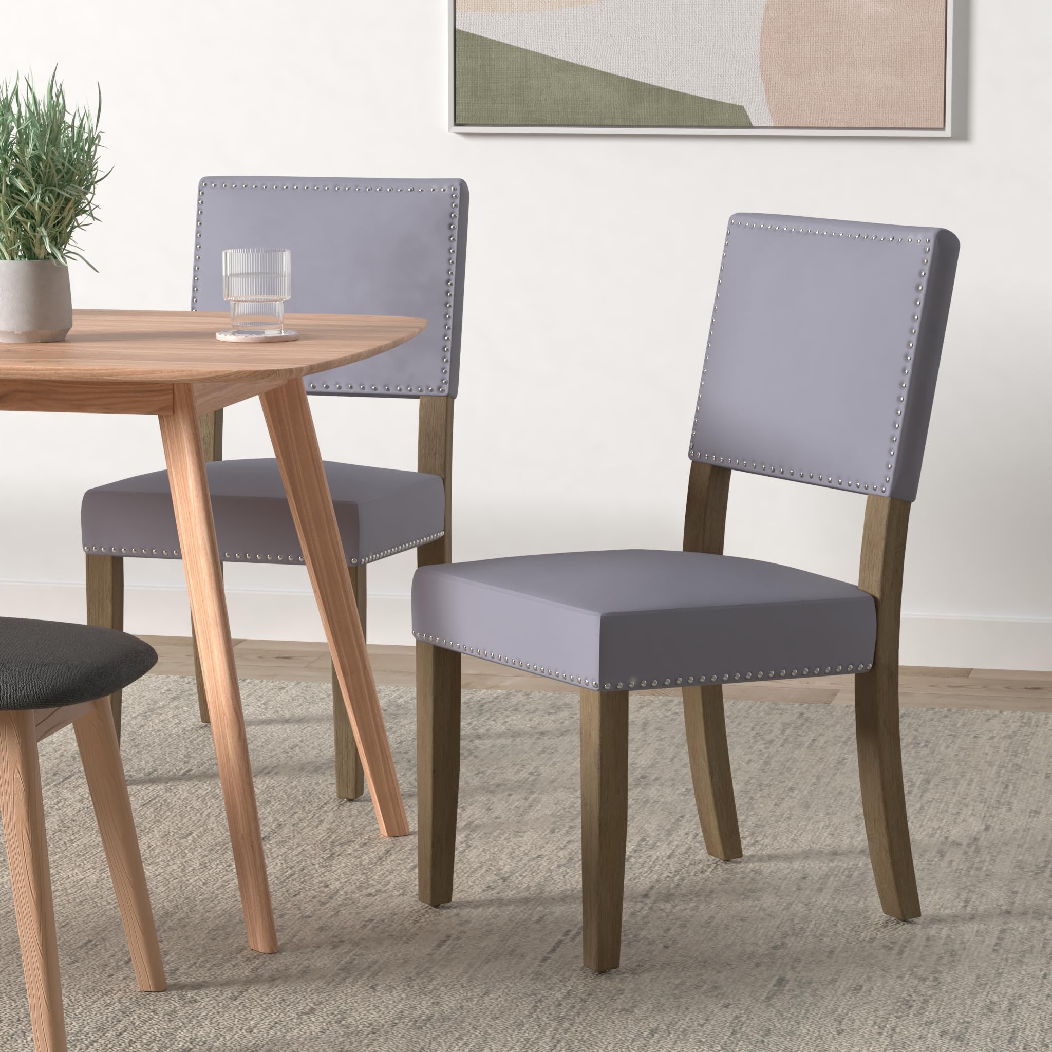 Modway Oblige Wood Set Of 4, Four Dining Chairs, Gray