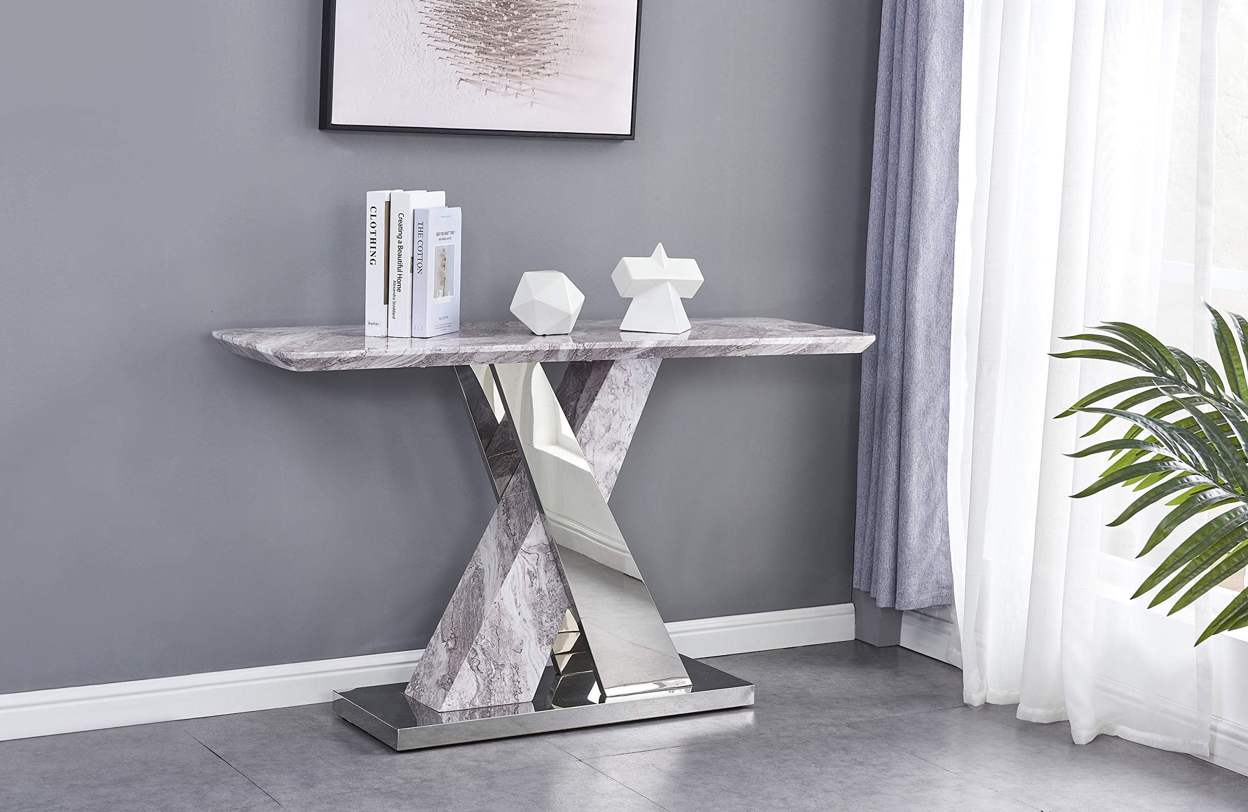 Best Quality Furniture CT199 Console Table, Silver