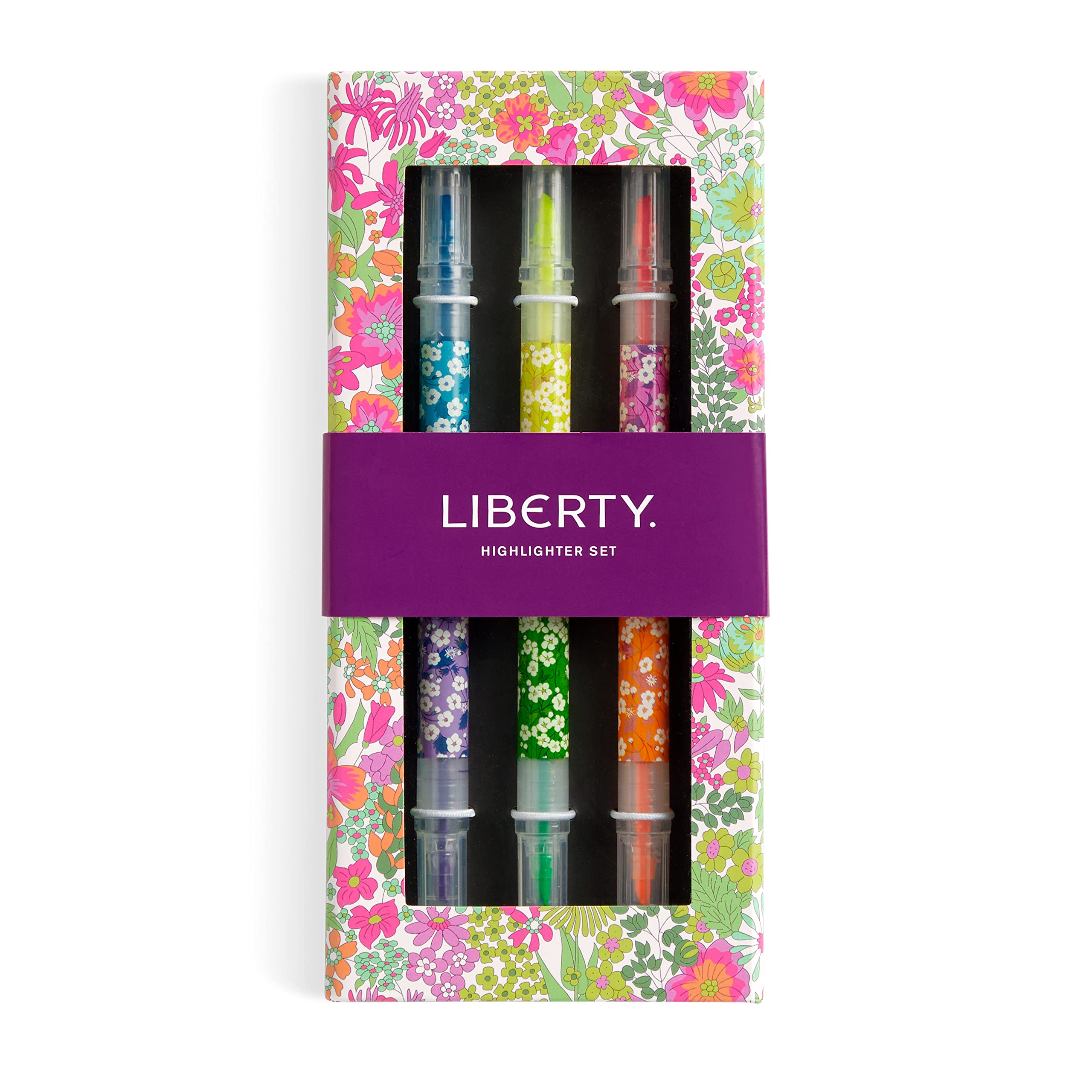 Galison Liberty Mitsi - Highlighter Set With 6 Neon Ink Colors Featuring Classic Japanese Design Inspired Mitsi Print