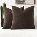 Futei Pack Of 2 Dark Coffee Boucle Accent Decorative Throw Pillow Covers,18X18 Inch Soft Solid Textured Cushion Case,Home Decor