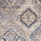 HomeRoots 533121 9 x 12 ft. Ivory & Tan Floral Power Loom Distressed Washable Rectangle Area Rug