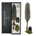 Vangoal Vintage Feather Pen And Ink Set, Classic Series Pheasant Quill Pen With Carving Pen Stand, Calligraphy Pen Nibs, Black D