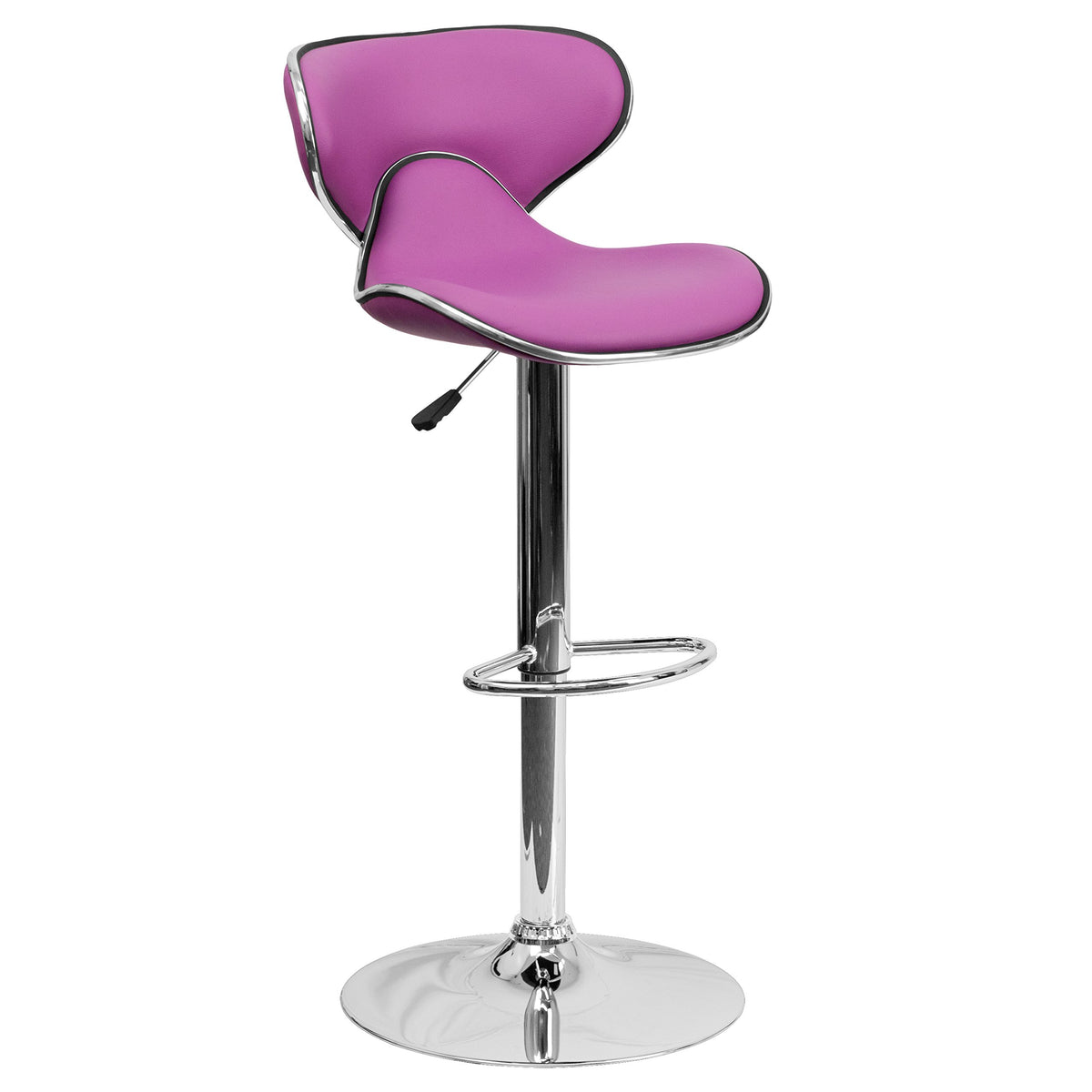 Flash Furniture Devin Contemporary Cozy Mid-Back Purple Vinyl Adjustable Height Barstool With Chrome Base