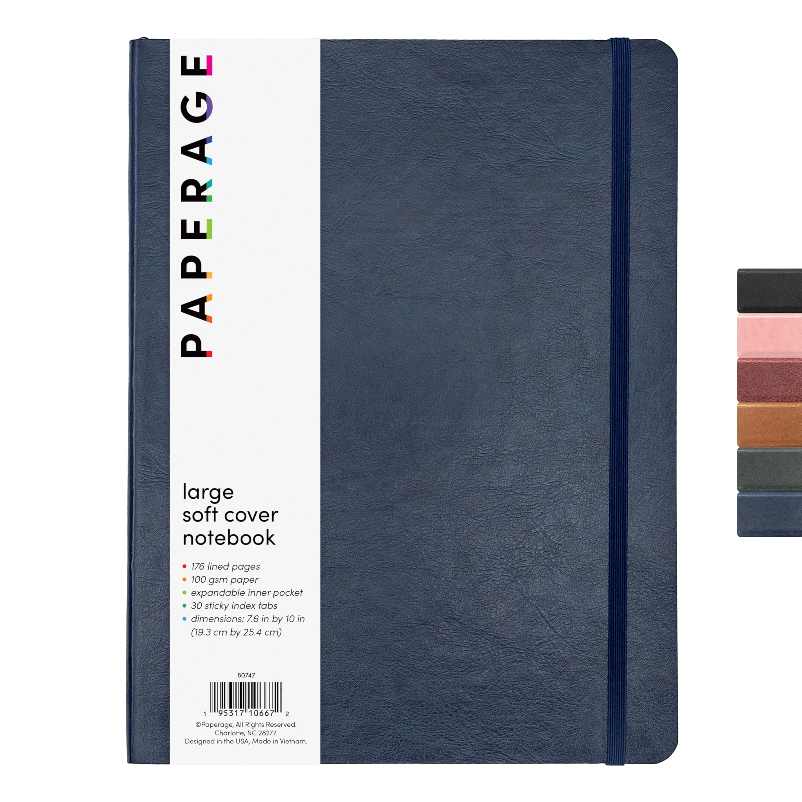 Paperage Softcover Lined Journal Notebook (Navy), 176 Pages, Large B5 College Ruled Notebook, 7.6 Inches X 10 Inches - 100 Gsm T