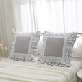 Meaning4 Light Gray Lace Euro Shams Luxury Throw Pillow Covers Cushion Cases With Ruffles Cotton 26'X26' Zipper Closure Elegan