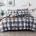 Andency Light Gray Plaid Comforter Twin(66x90 Inch), 2 Pieces(1 Plaid Comforter and 1 Pillowcase) Buffalo Check Plaid Comforter 